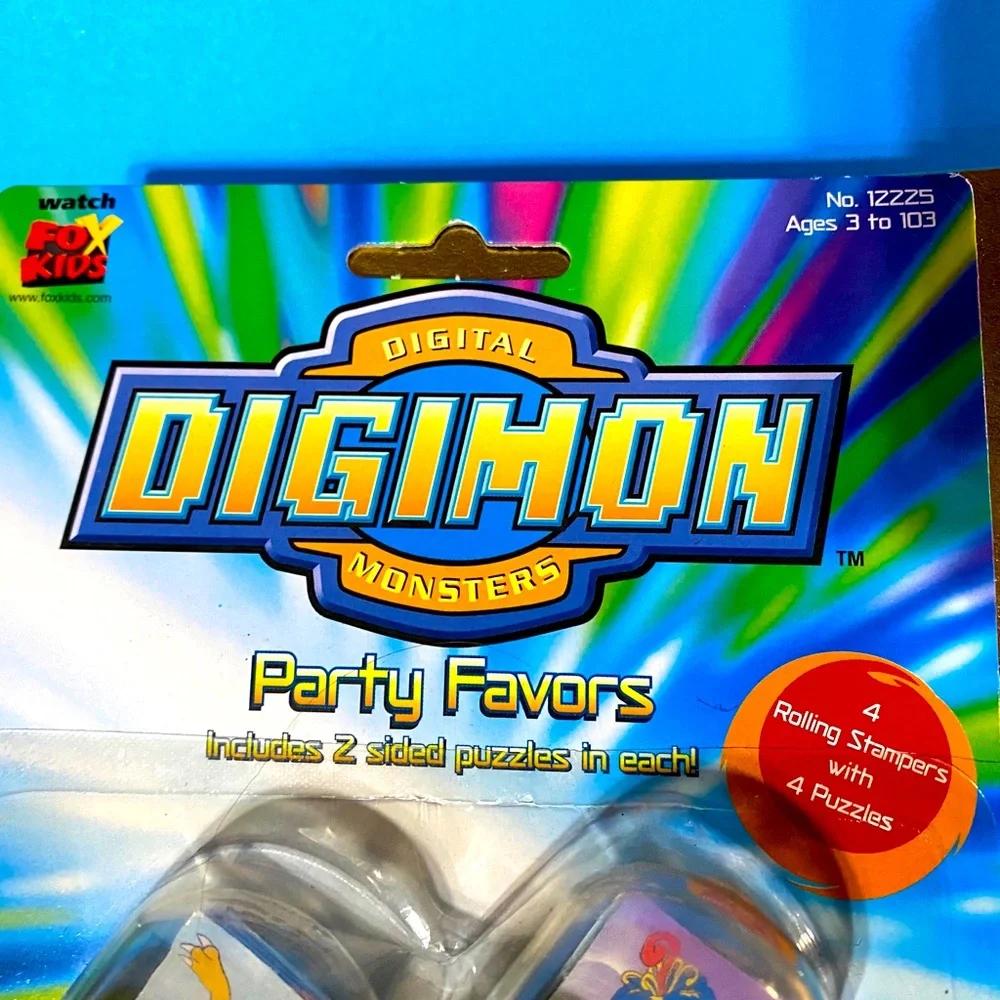 DIGITAL DIGIMON MONSTERS VTG 2000 NWT PARTY FAVORS 4 ROLLING STAMPERS 4 PUZZLES